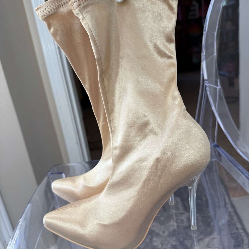 Elegant Cream Stiletto Boots the $1000 - Casadei lookalike brand Mackin